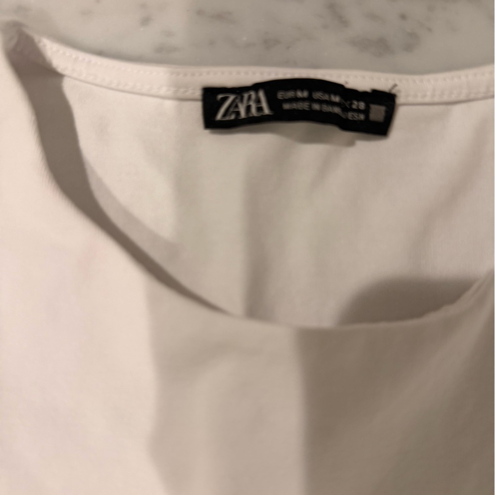 Zara White Crew-Neck Top